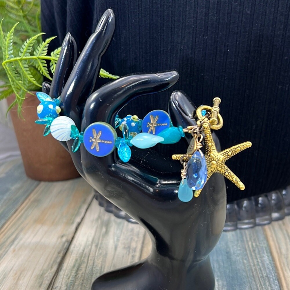 Adorned Crown Assemblage beaches & butterflies dragonfly starfish bracelet