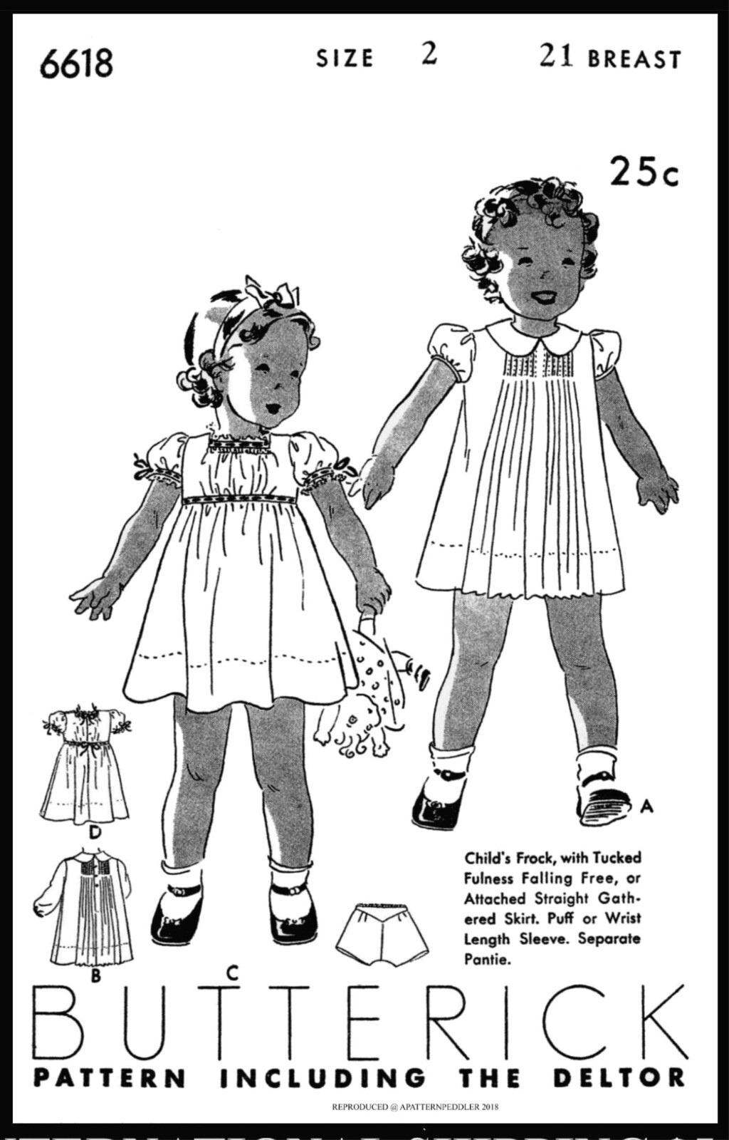 Butterick 6618 Pattern Dress Panties UnPrinted Size 2