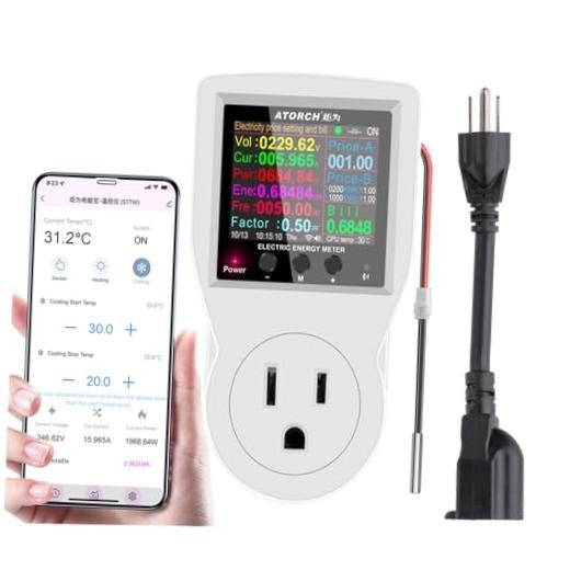 AC WiFi Watt Meter, Plug-in US Socket Power Meter, Electricity bill