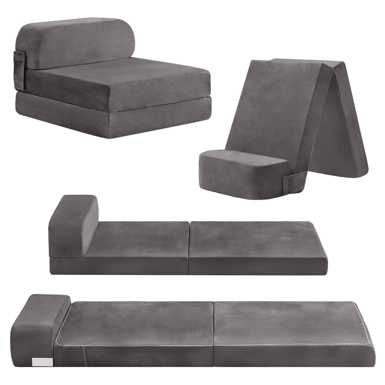 Folding Sofa Bed for Kids, Toddler Fold Out Couch Beds with Removable Cover, ...