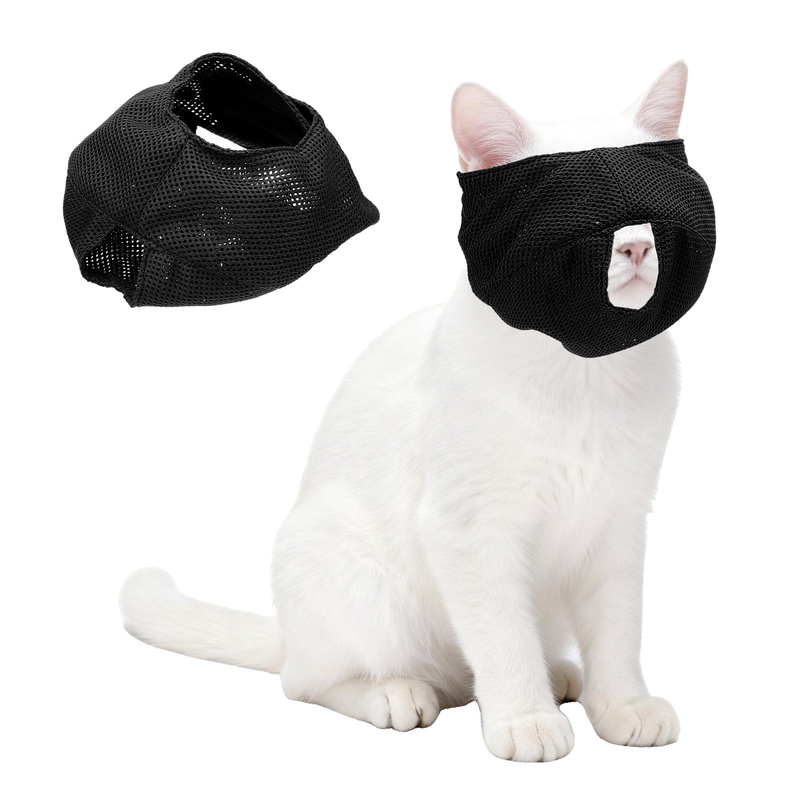 Cat Muzzle Breathable Mesh Muzzle Circumference 9-10 Inches Black