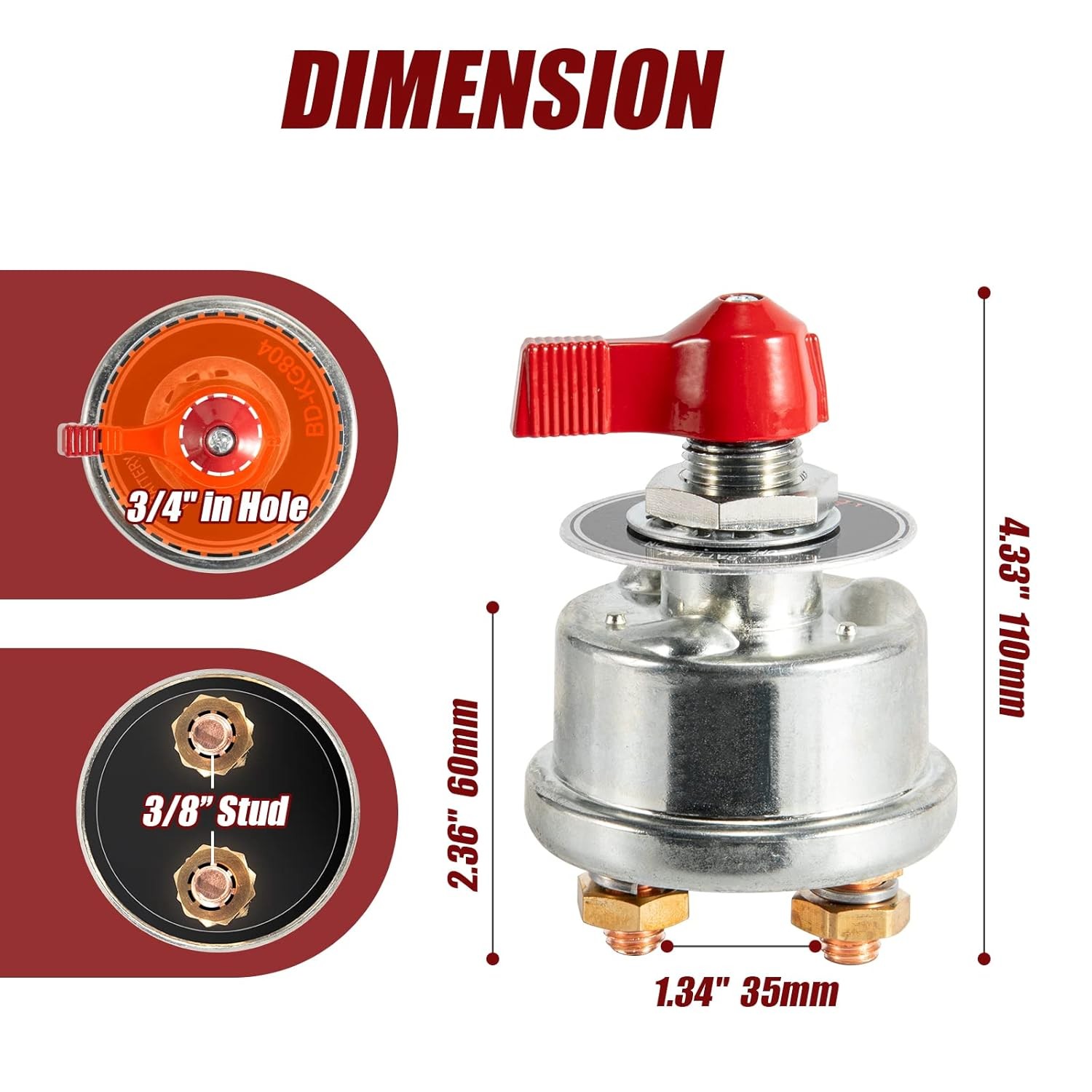 High Current Battery Disconnect Switch 300A, 12-24V Master Power Cut...