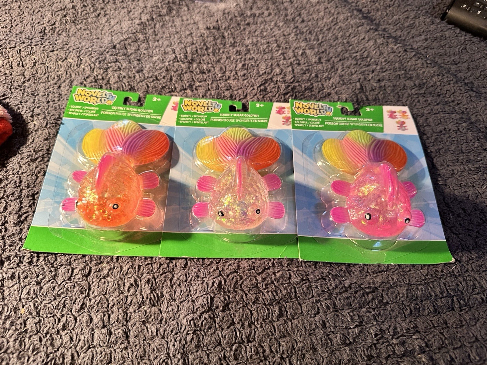 SQUISHY SUGAR GOLDFISH SET OF 3 RARE SENSORY SQUISH TOY VIRAL NEW SOLD OUT!