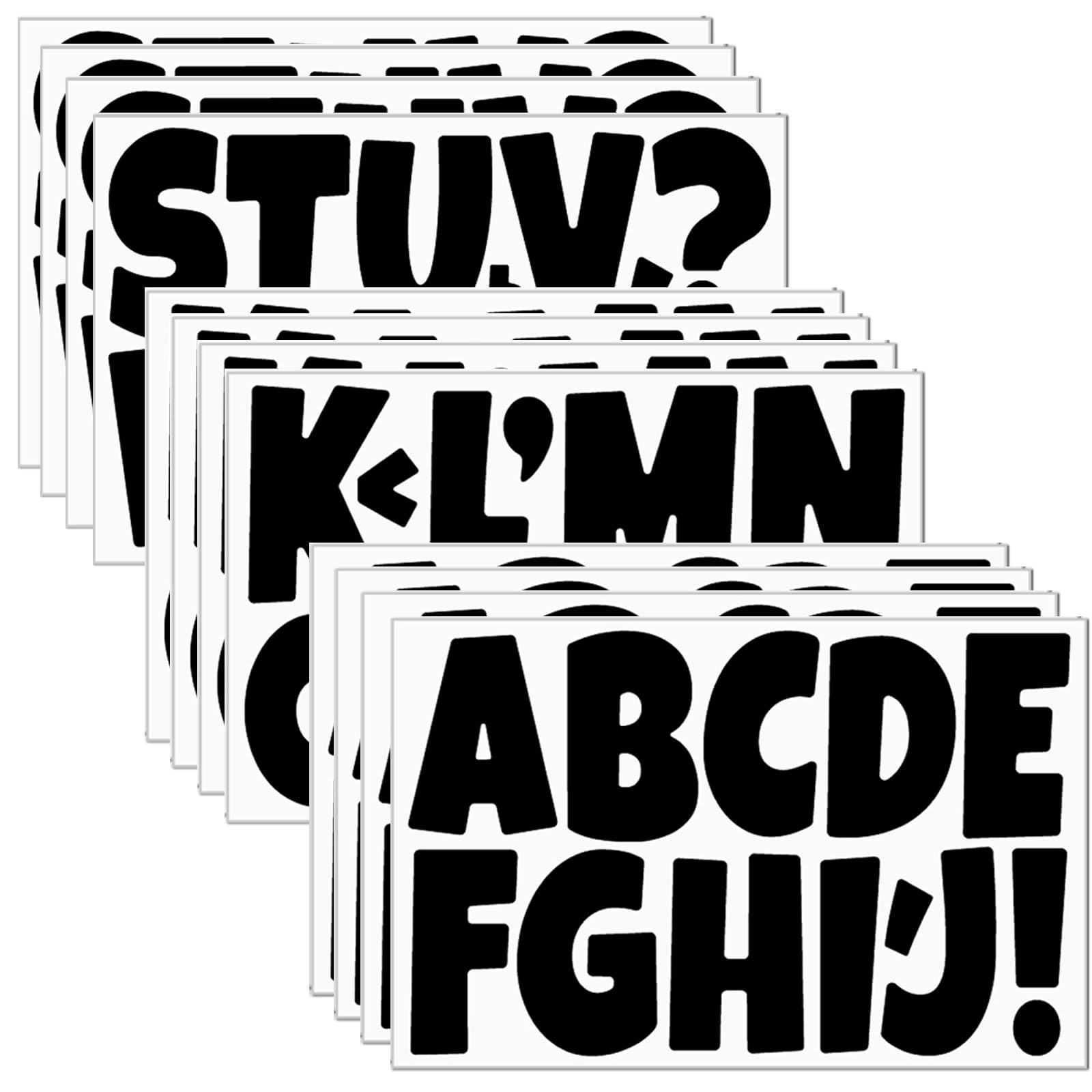 144 Pieces 12 Sheets 3 Inch Vinyl Letter Stickers,Black Self Adhesive Large A...