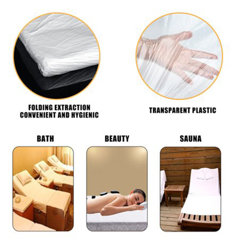 100 Pcs Disposable Plastic Bed Cover 35.4"x70.8" For Spa Massage Tattoos Bed
