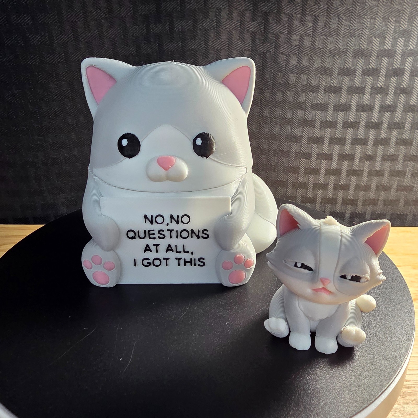 Fine Cat, Totally Fine Crew, Approximately 3" tall, 3D Printed Items