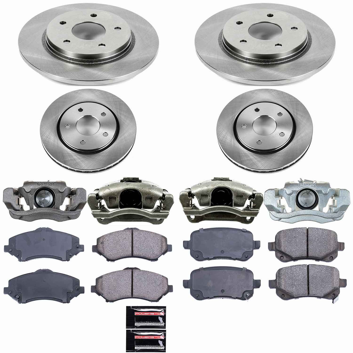PowerStop OE Stock Replacement Low-Dust Ceramic Brake Pad, Rotor and Caliper Kit