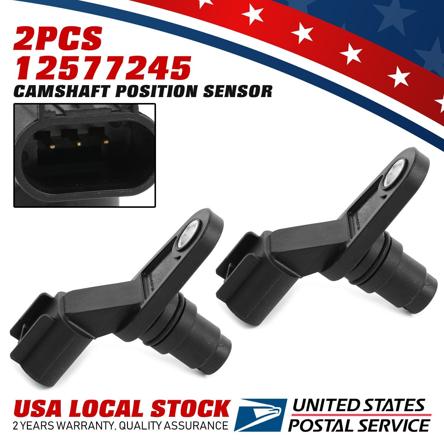 2 Pcs 12577245 Camshaft Position Sensor Fit For Chevrolet Equinox 2010-2017 2.4L