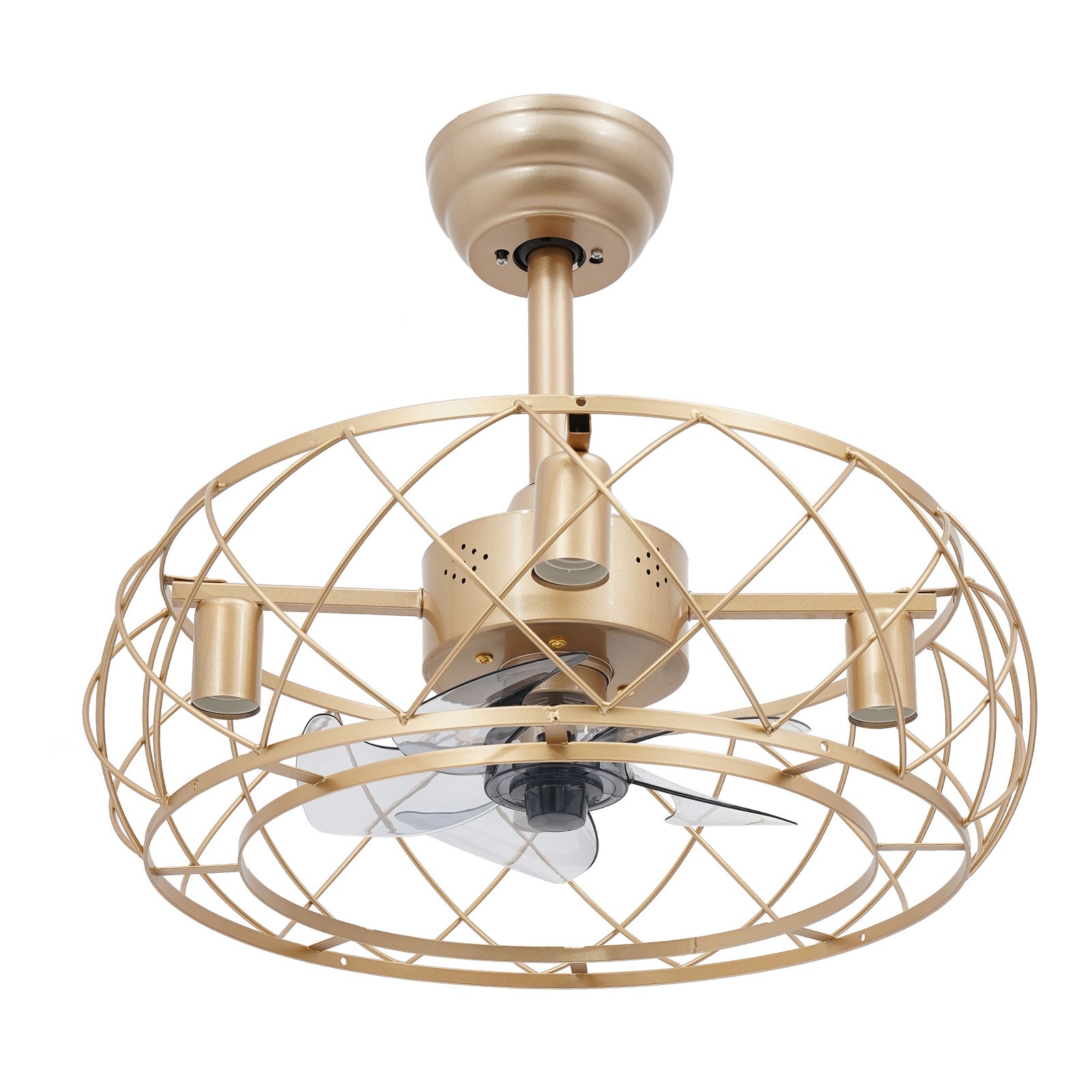 20 inch Caged Ceiling Fan Light Ceiling Mounted Light 3 Speeds Remote Control