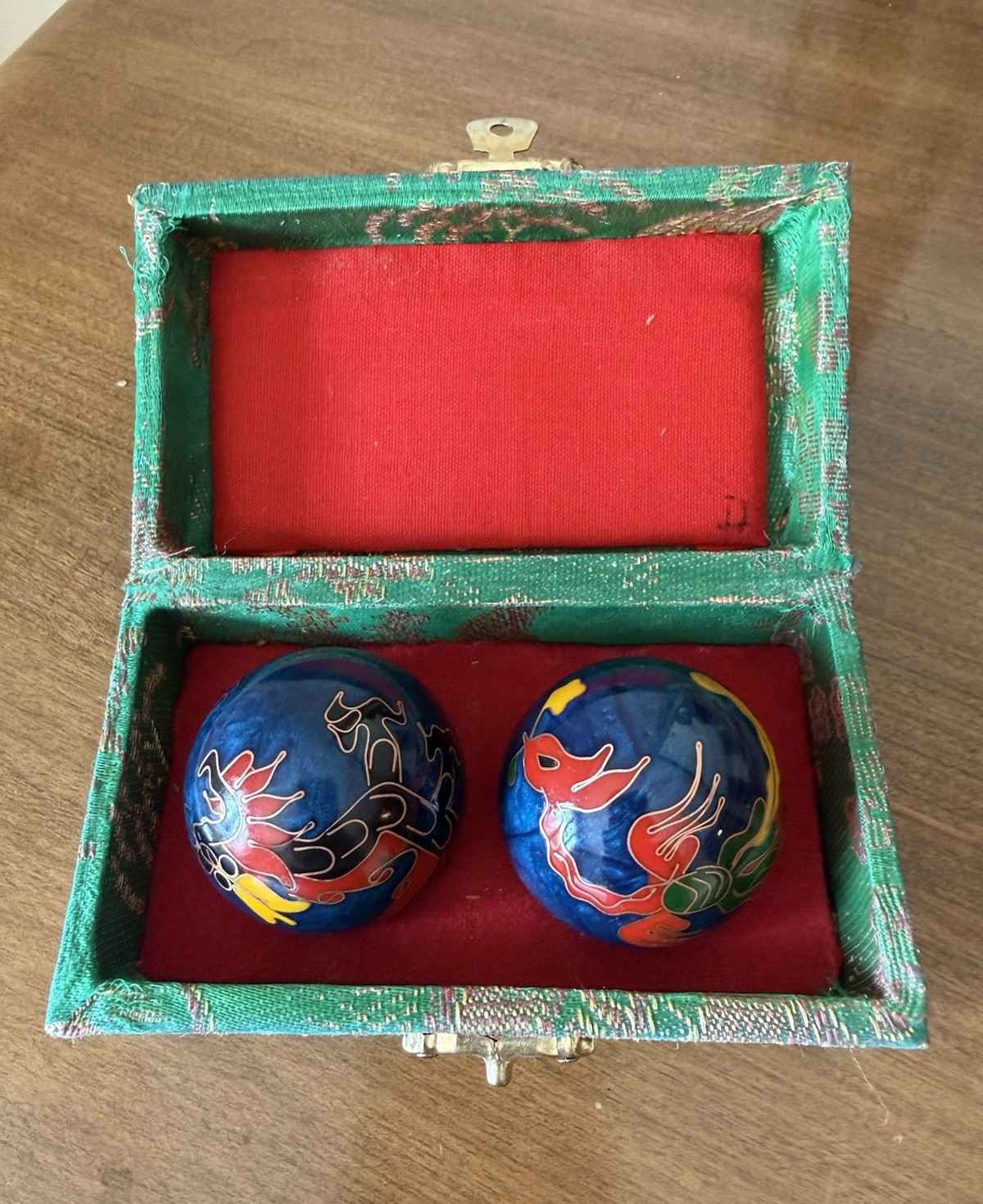 Vintage DACIGE Chinese Baoding Exercise Balls with Original Box & Instructions