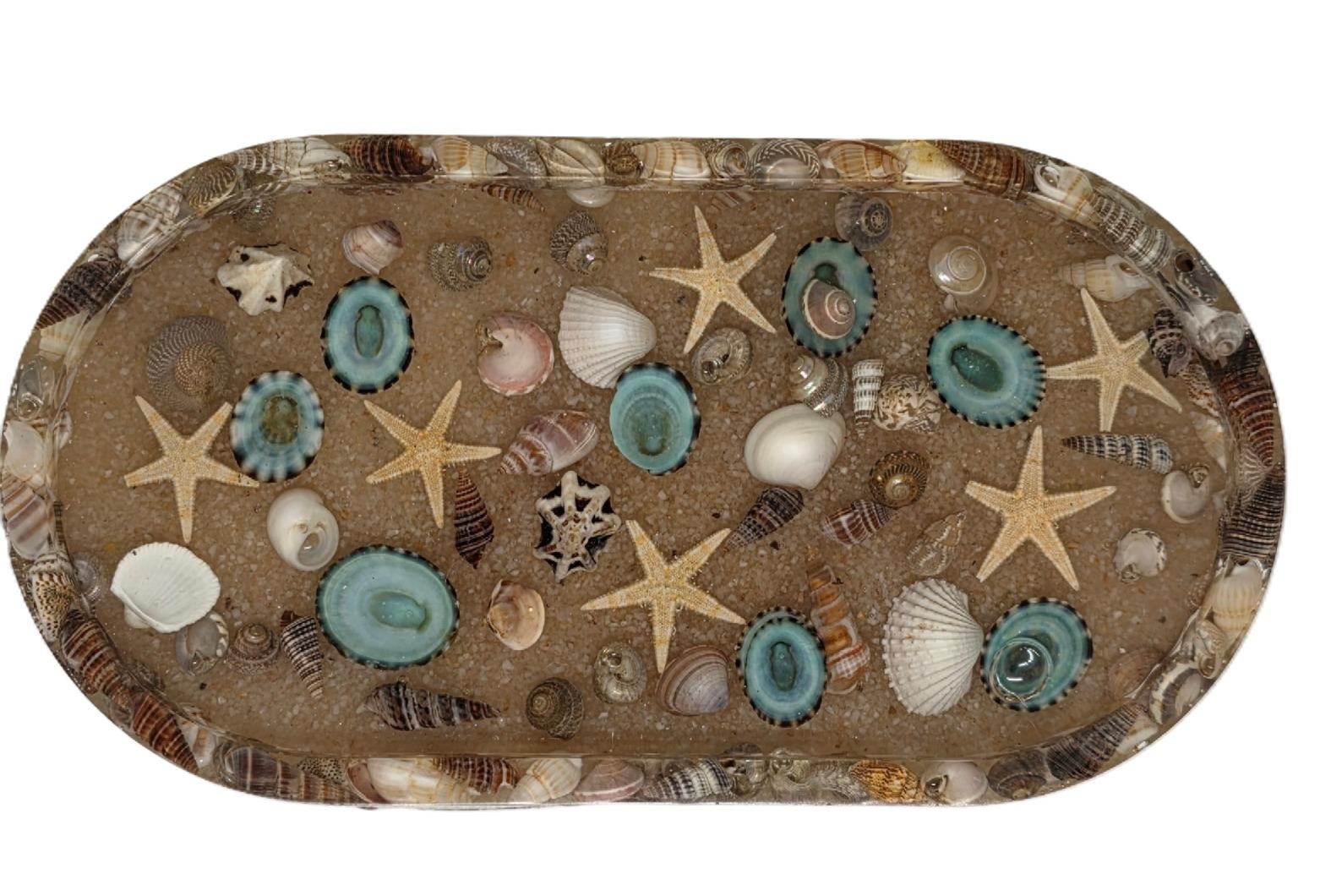 Handmade resin sand and shell trinket dish
