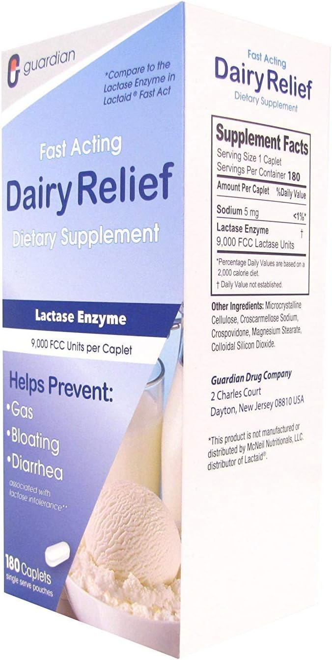 Lactase Enzyme 180 CT - Fast Acting Solution for Lactose Intolerance Relief