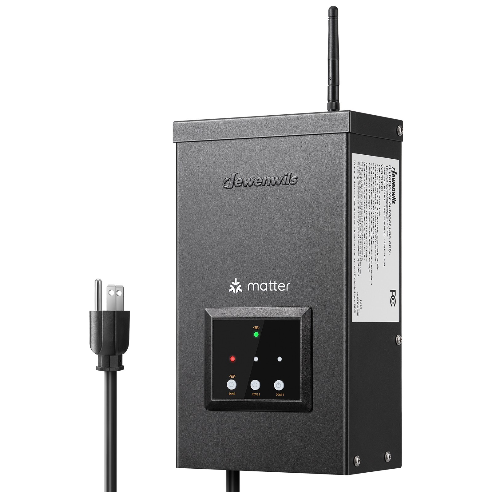 DEWENWILS Smart Low Voltage Transformer 300W 3 Zone WiFi Matter Outdoor 120V