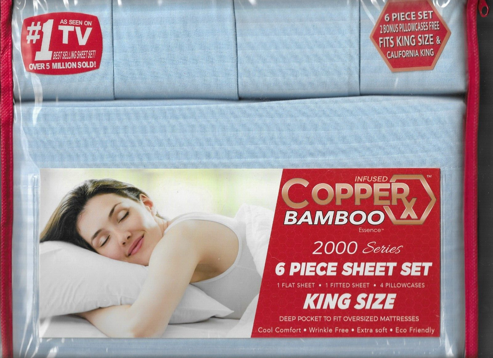 COPPER RX KING sheet set w/6 pieces - LT BLUE - NO SHIPPING to Alaska or Hawaii