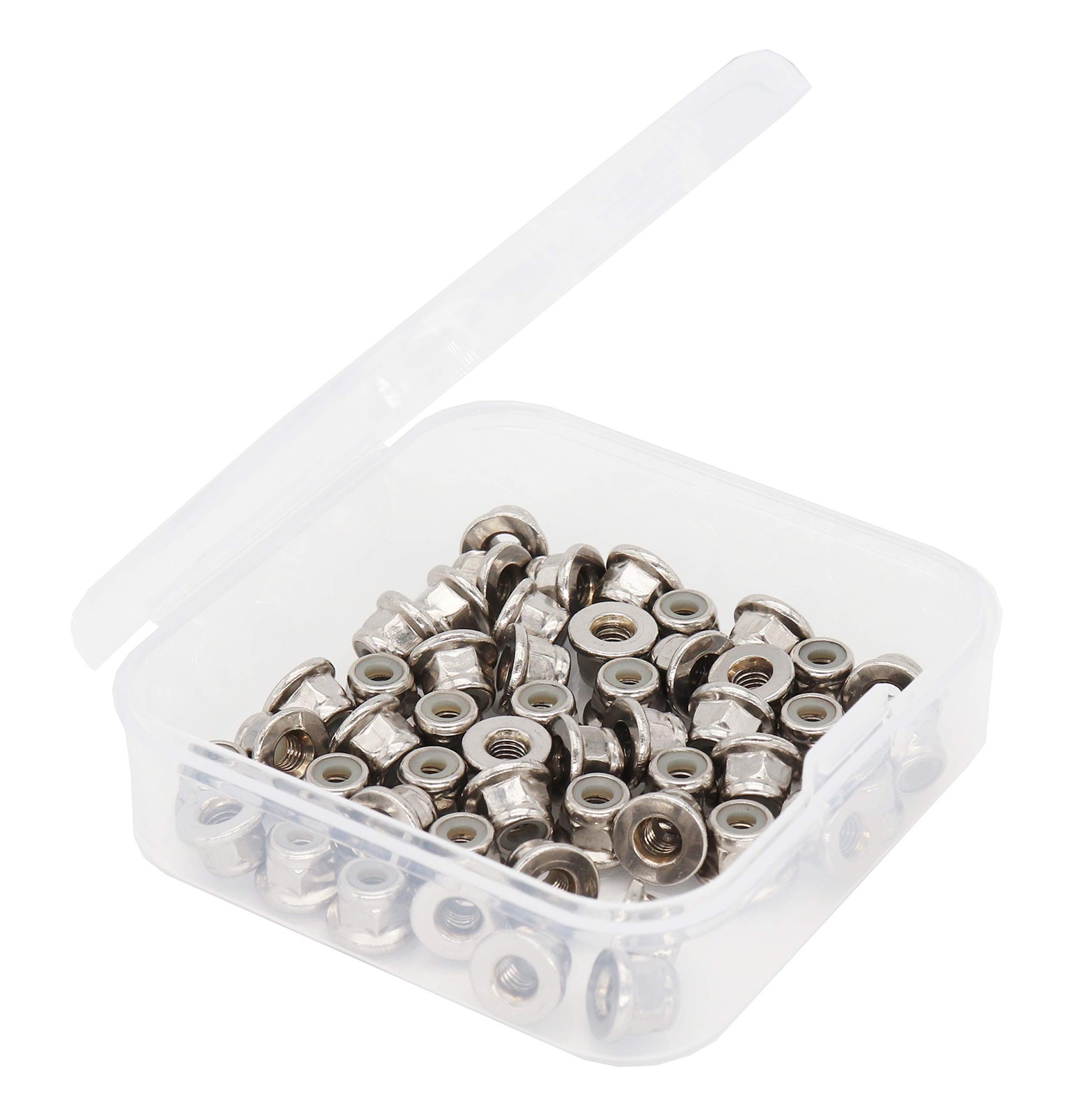 cSeao 50pcs M3 x 0.5mm Flanged Nylon Inserted Lock Nuts 304 Stainless Steel A...