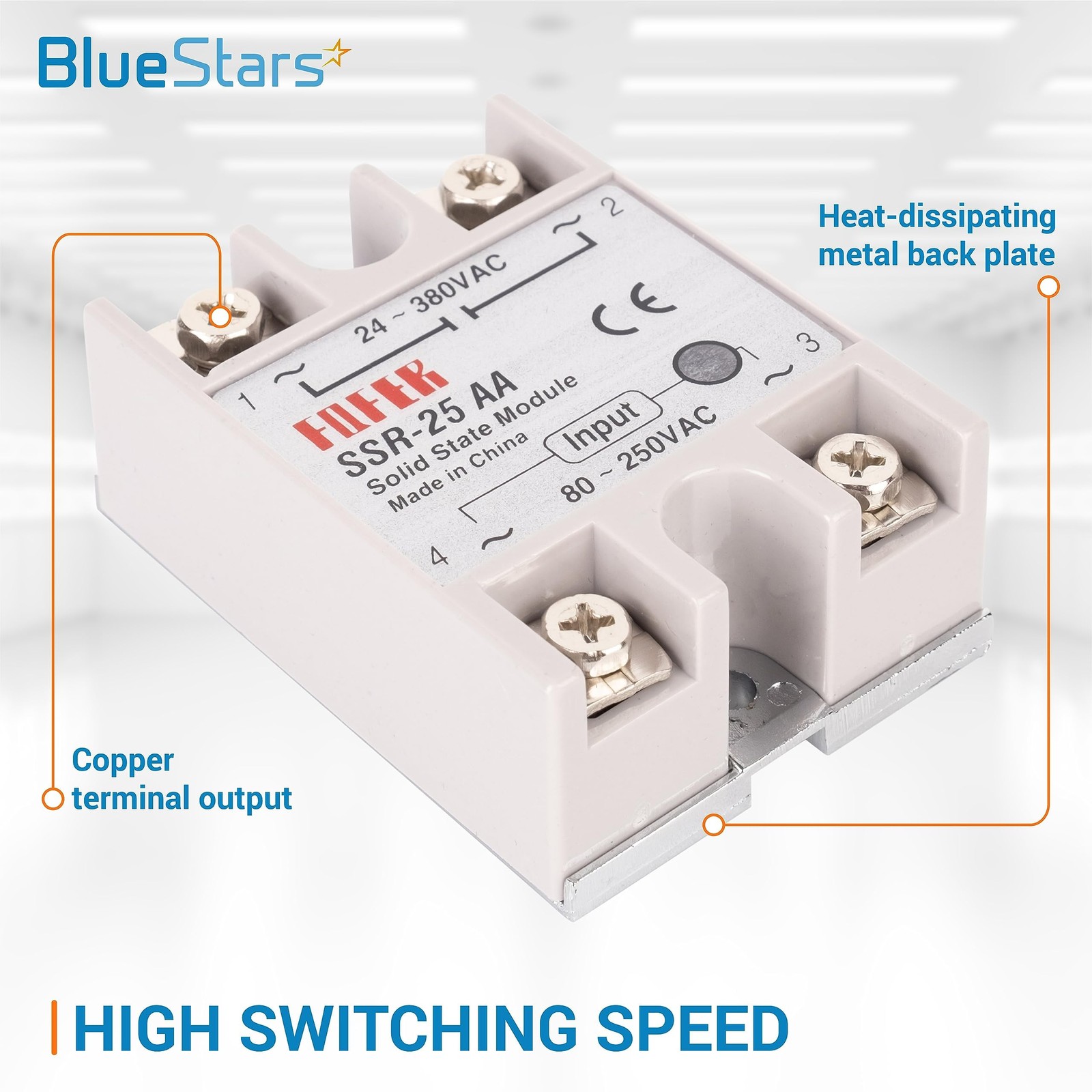 SSR25AA Solid State Relay AC 80250V Input AC 24380V Output 25A Module 2 PCS