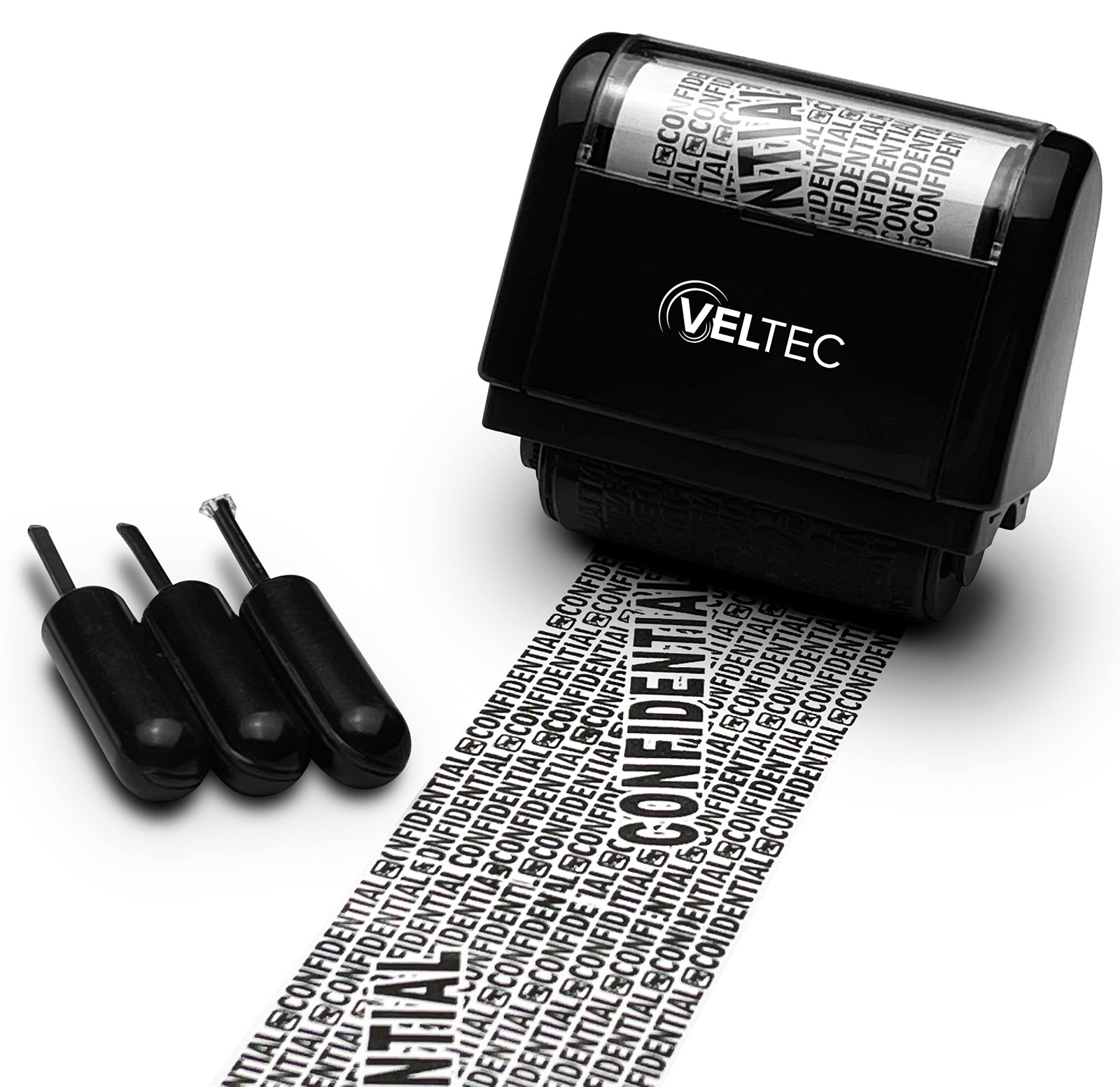 ID Protector Ink Roller - Identity Theft Protection Roller Stamp Set (Black, .