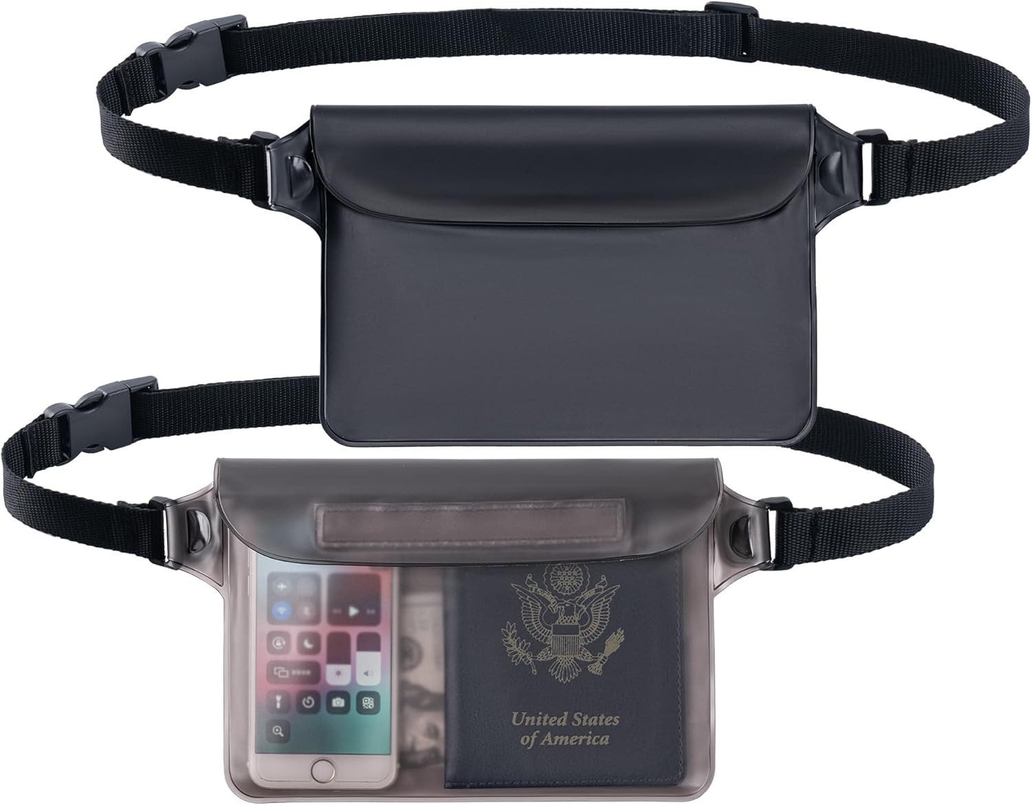 2-Pack Waterproof Phone Pouch Waist Bag Touch Screen Dry Bag for Swimming Beach