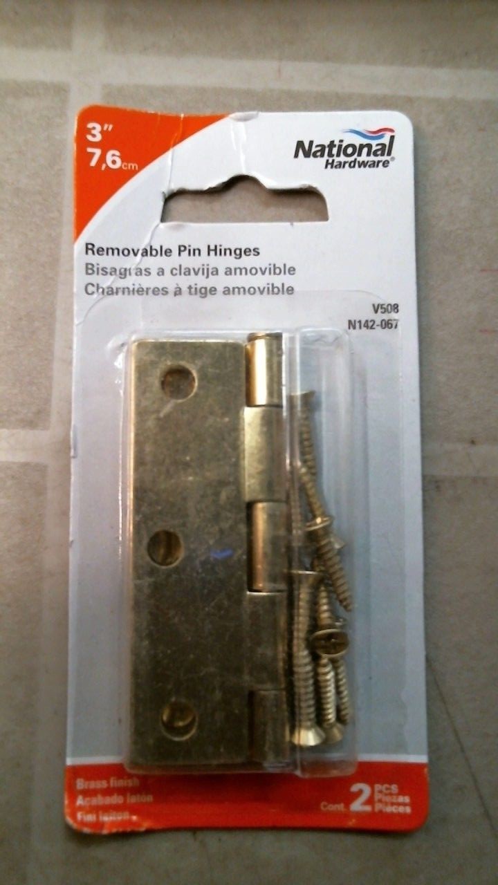 National Hardware N142-067 3" Removeable Pin Brass Hinge, Free Shipping