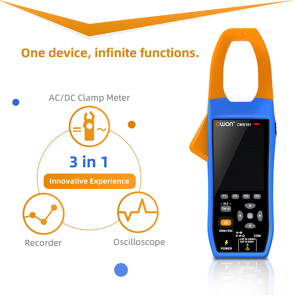 OWON 3in1 CMS101 Digital Clamp Meter 20000 Counts Oscilloscope Recorder NCV TRMS