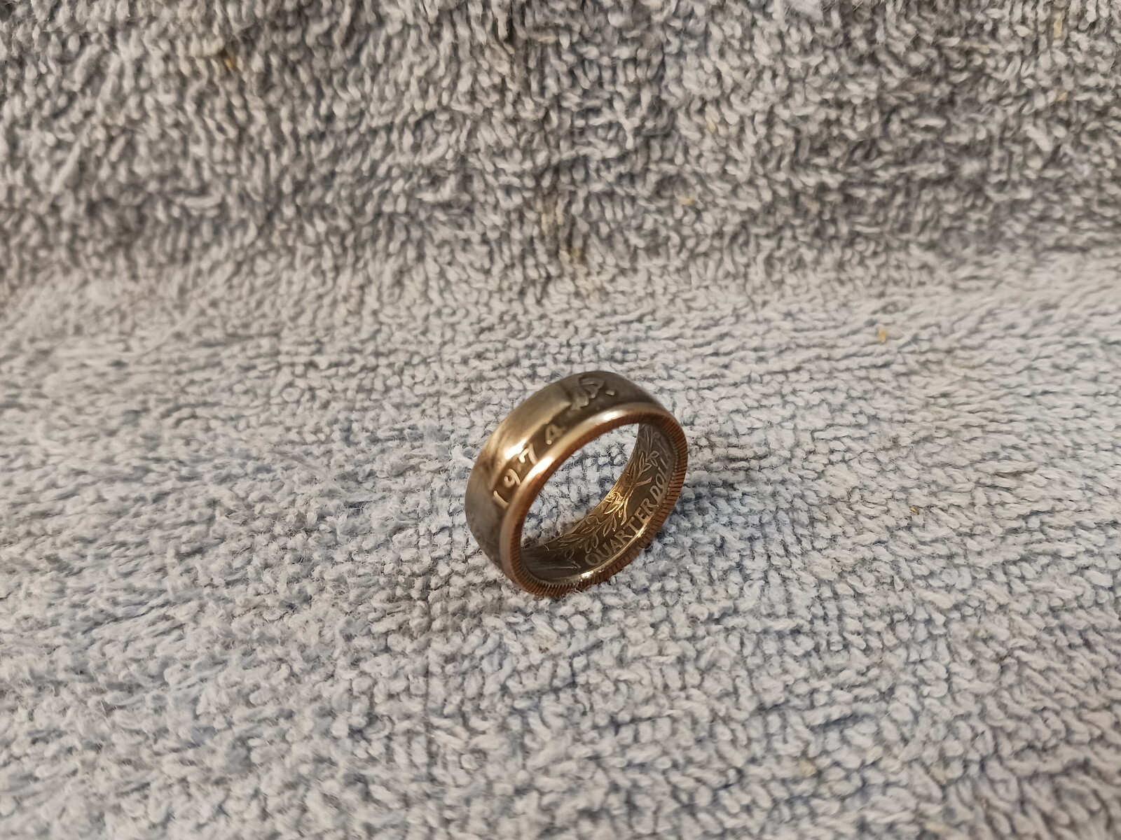 1974  Washington Quarters, Handmade Coin Ring, Size 6