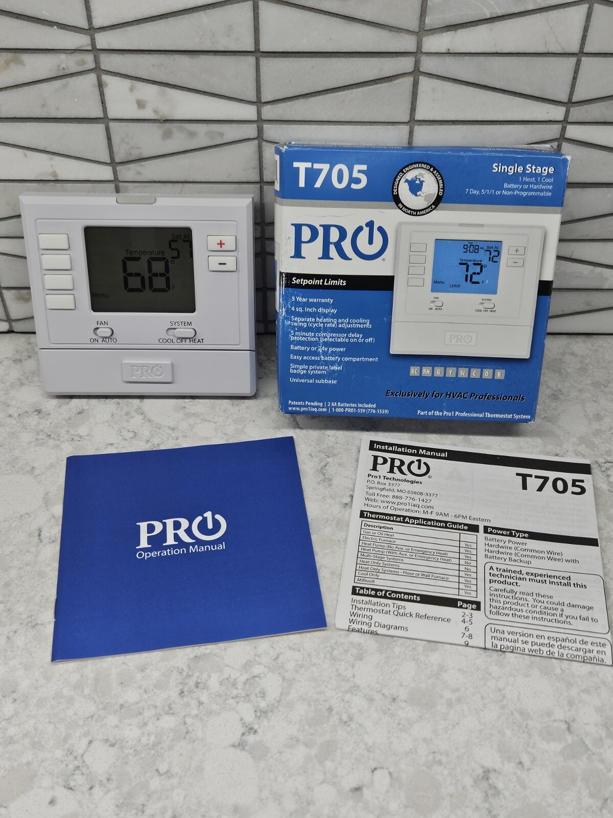 PRO1 T705 Single Stage Programmable Digital Thermostat New Open Box