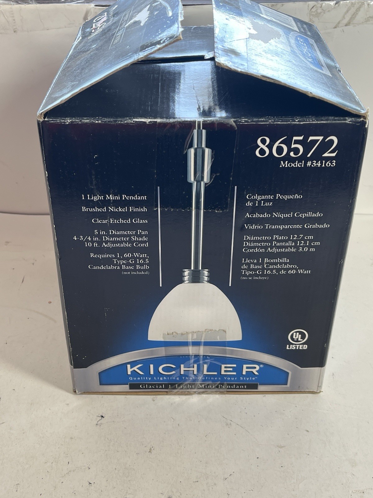 Kichler Model 34163 New Mini Pendant Looking guy Brushed Nickel Finish Open Box