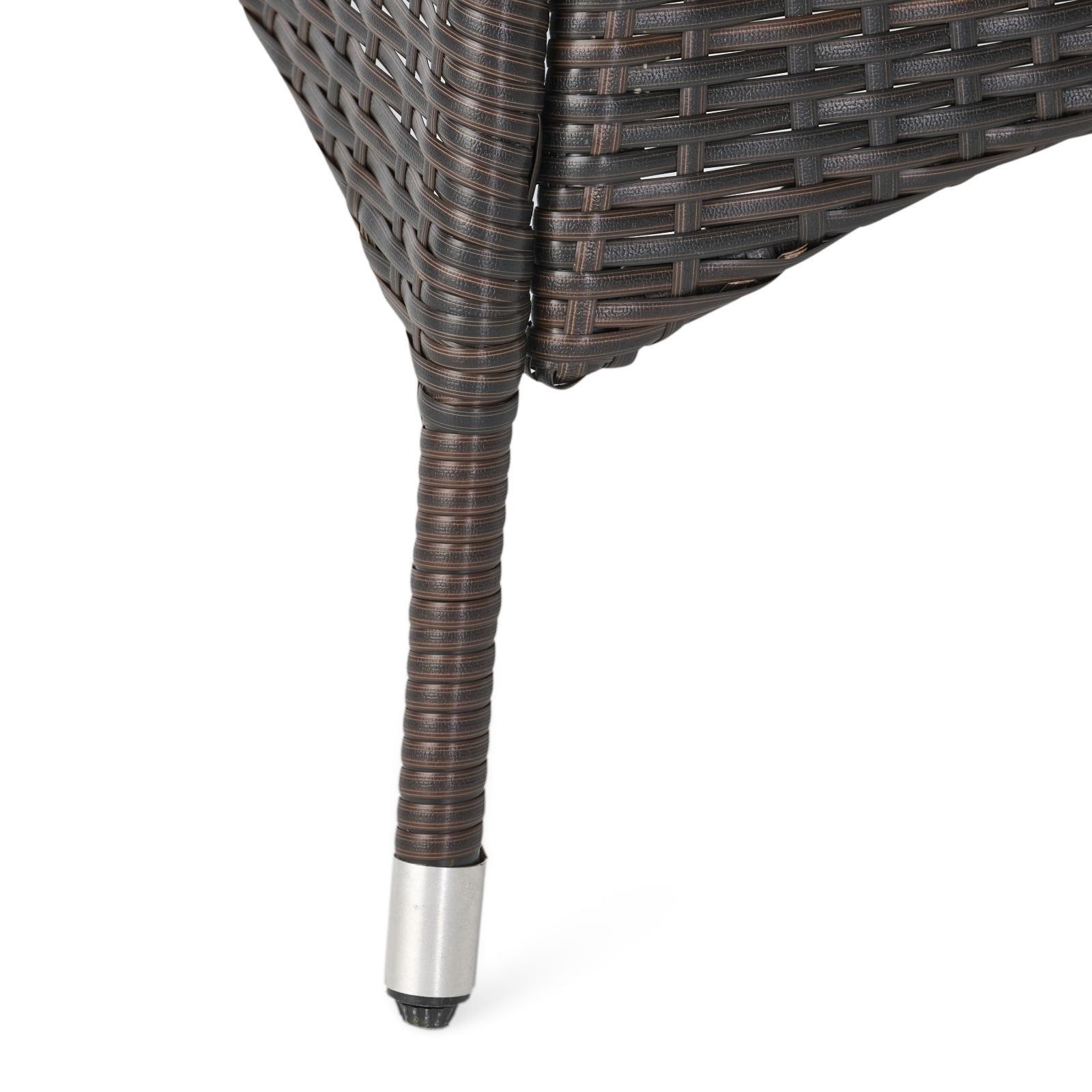 Stylish Patio Dining Table - Wicker & Iron Frame, Weatherproof, Perfect for