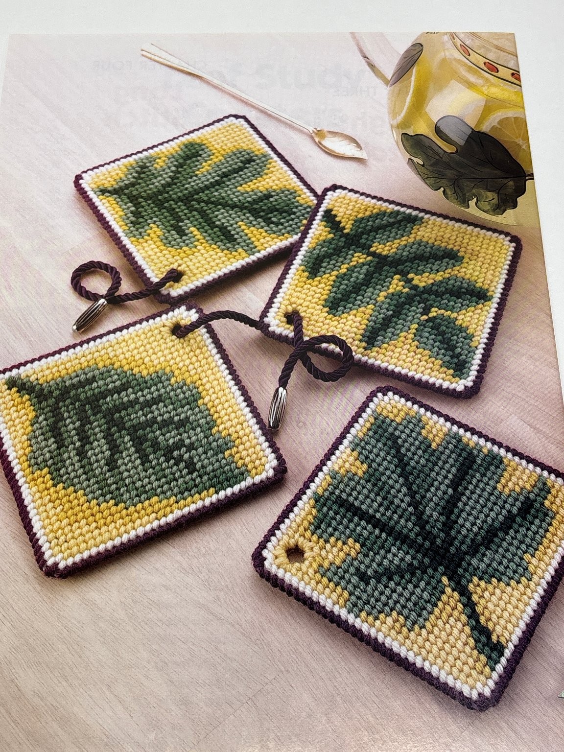 Leaf Study Coasters Plastic Canvas Pattern Book Pages