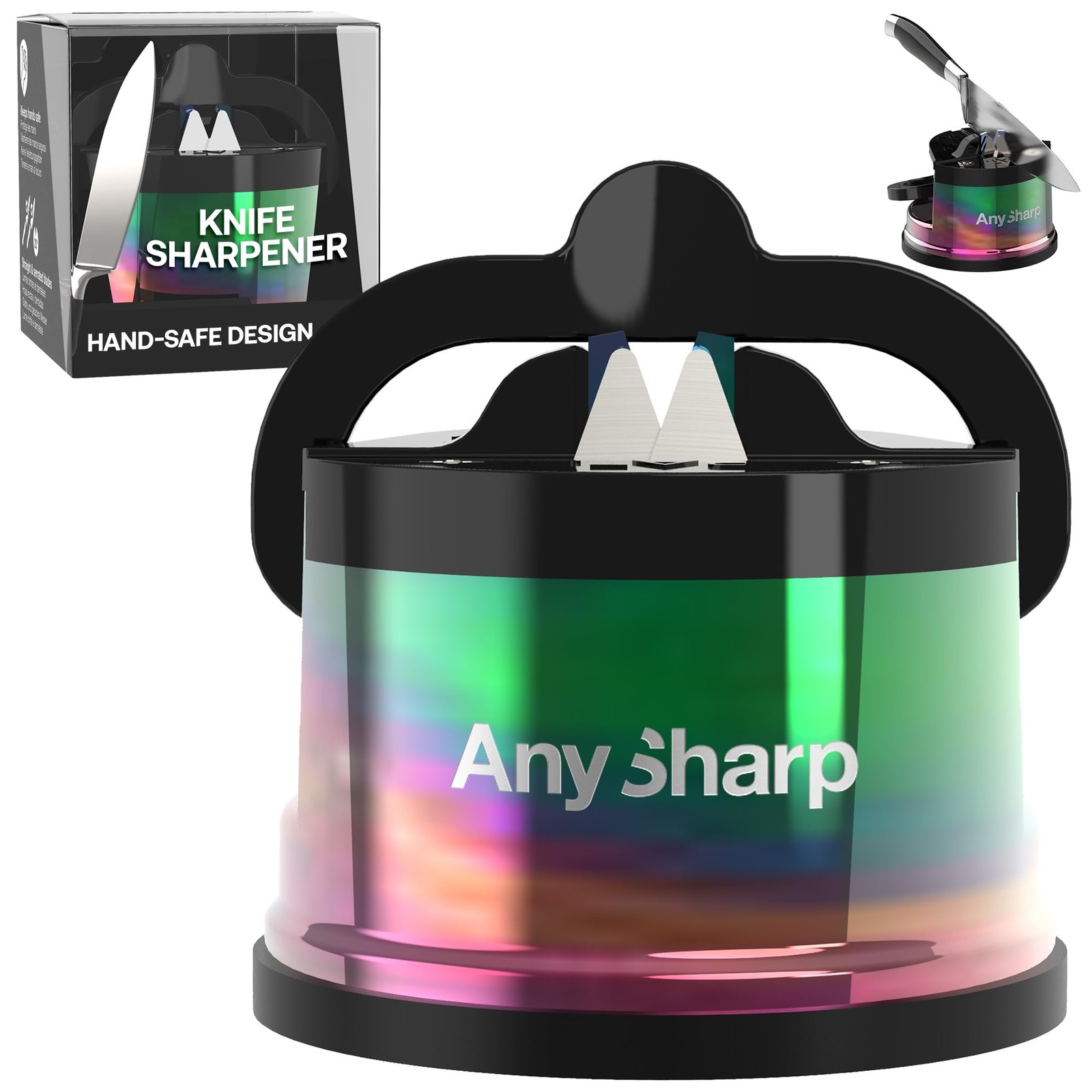 Chef Hands Free Knife Sharpener PowerGrip Suction Base Oil Slick 1 PCS