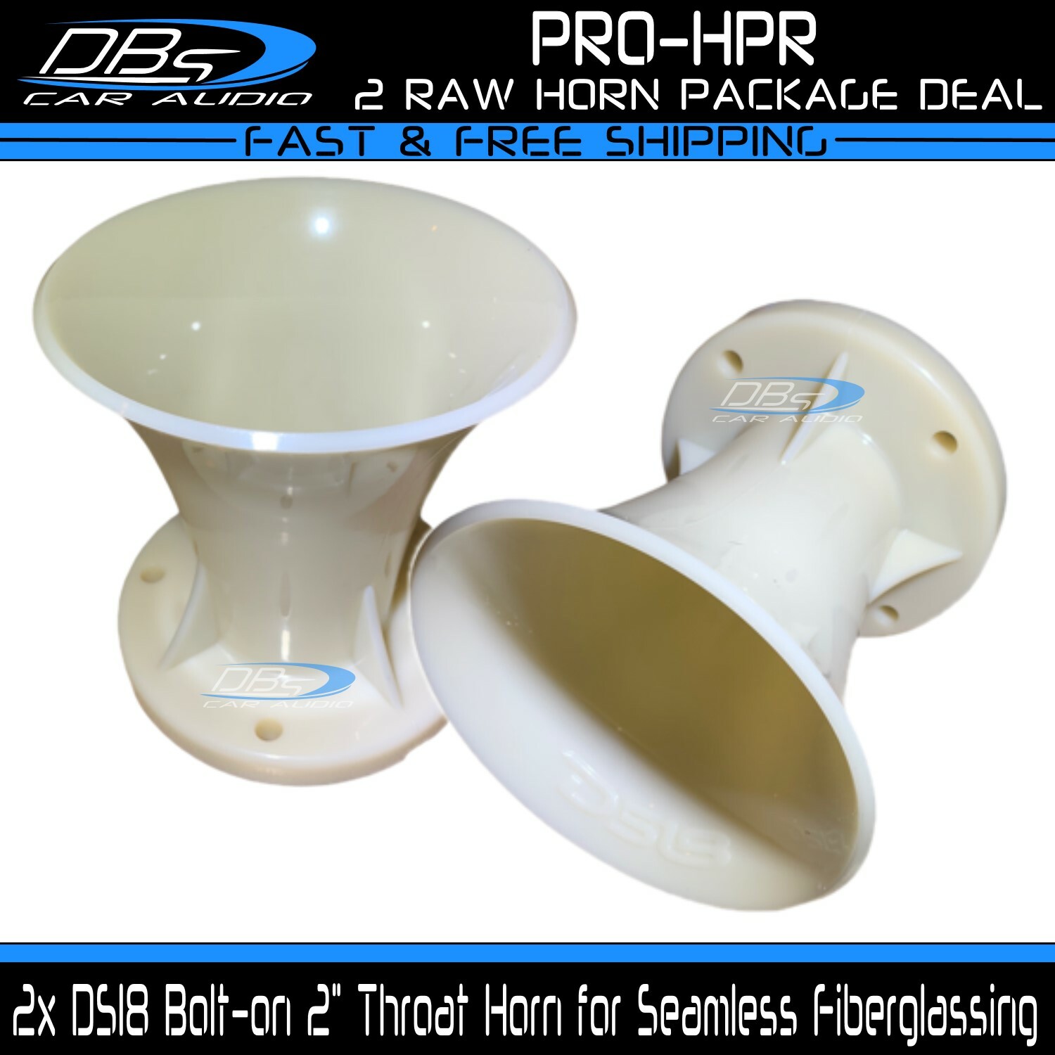 2x DS18 PRO-HPR Raw Plastic 2" Throat Bolt on Driver Horn for Custom Fabrication
