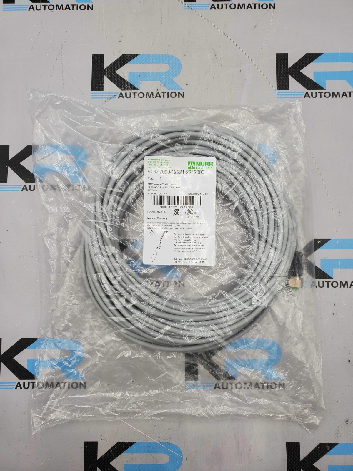 Murr Elektronik 7000-12221-2242000 M12 Cable 250VAC/DC 4A