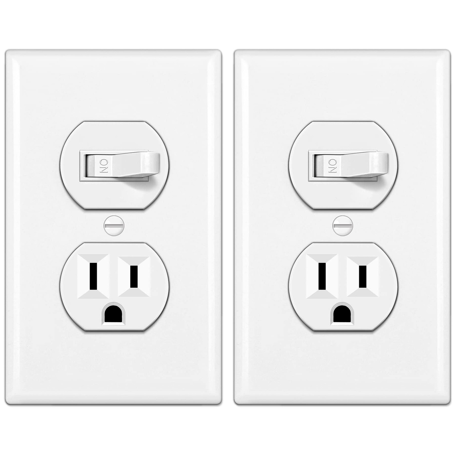 2 Pack Combination Toggle Light Switch and Duplex Receptacle Outlet Single Pole