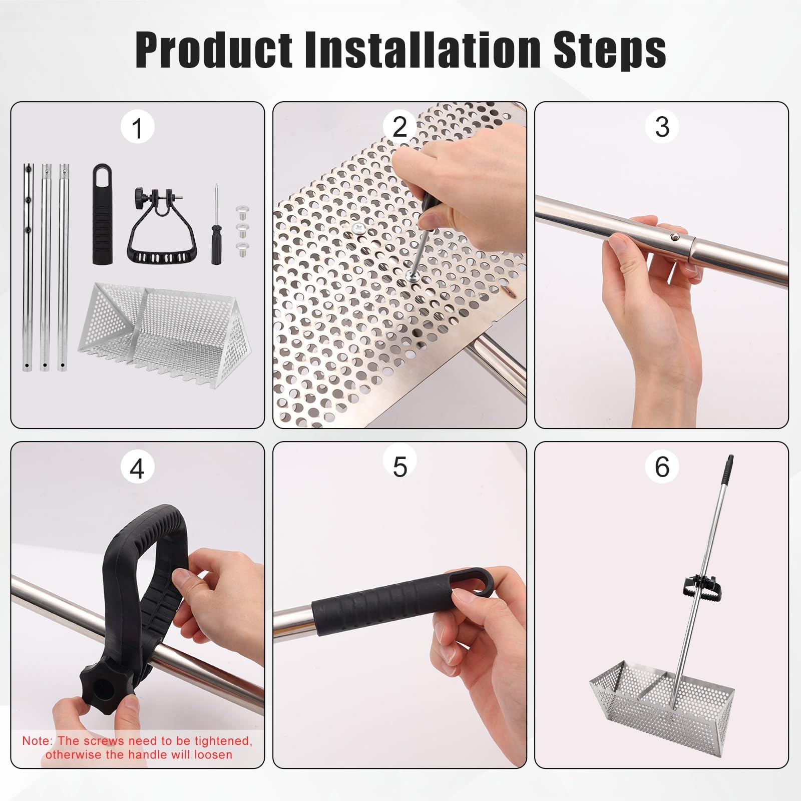 Sand Flea Rake, Durable Rake for Beach Easy to Install Sharp Teeth Wide Basket B