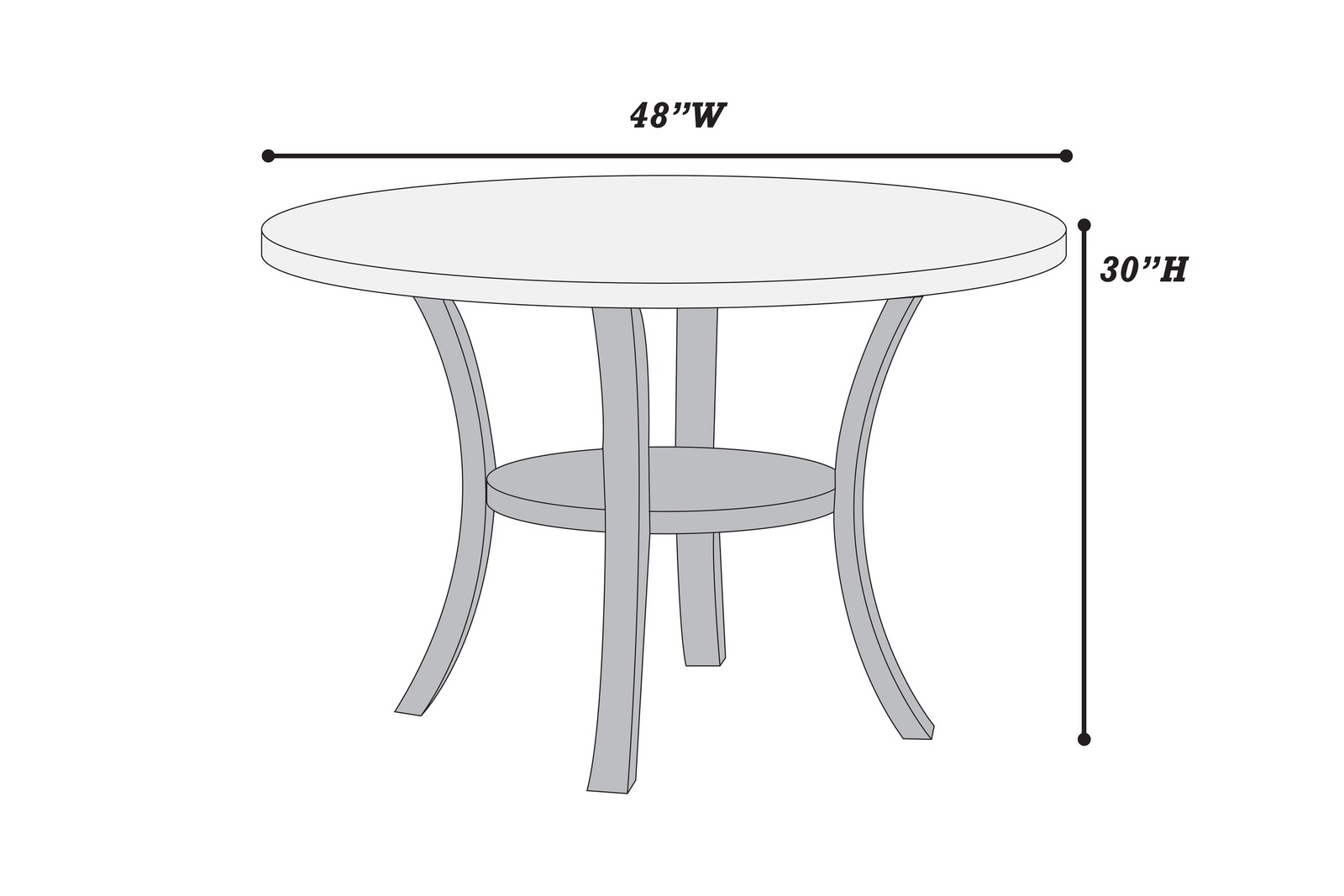 Modern Elegant 1pc Round Dining Table w Open Bottom Shelve White Top Black Cur
