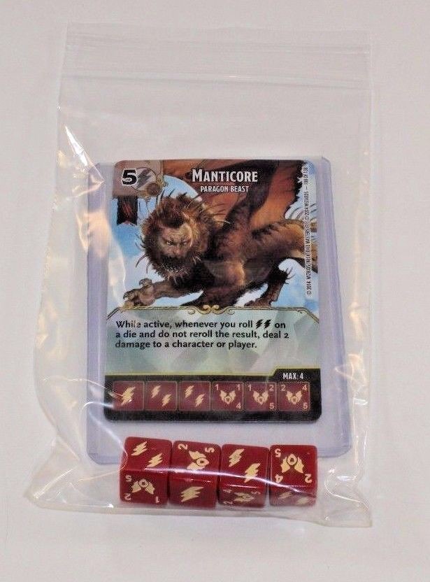 D&D Dice Masters Battle for Faerun * MANTICORE * CUR RARE Uncommon Set + 4 Dice