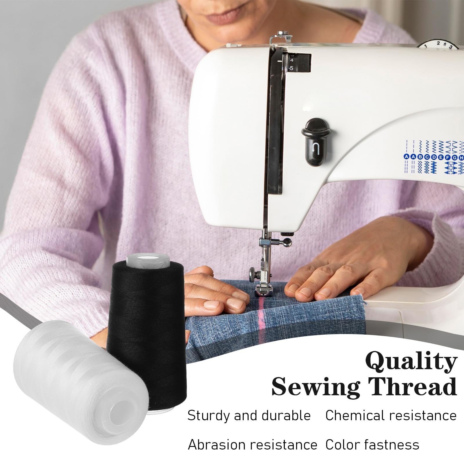 8 PCS Black White Sewing Thread 40S/2 3000 Yard Spool Serger Polyester Cone