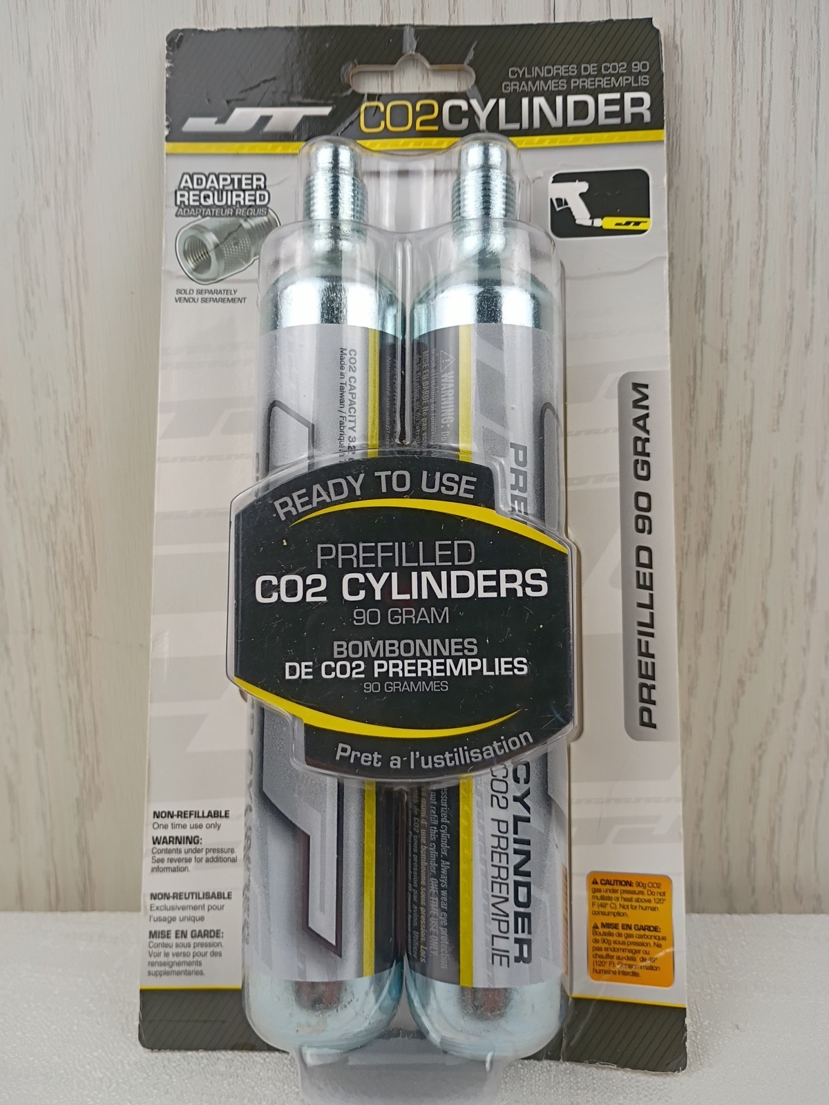 JT 40297 Silver 90 Gram Prefilled CO2 Cylinders For Paintball 2 Pack