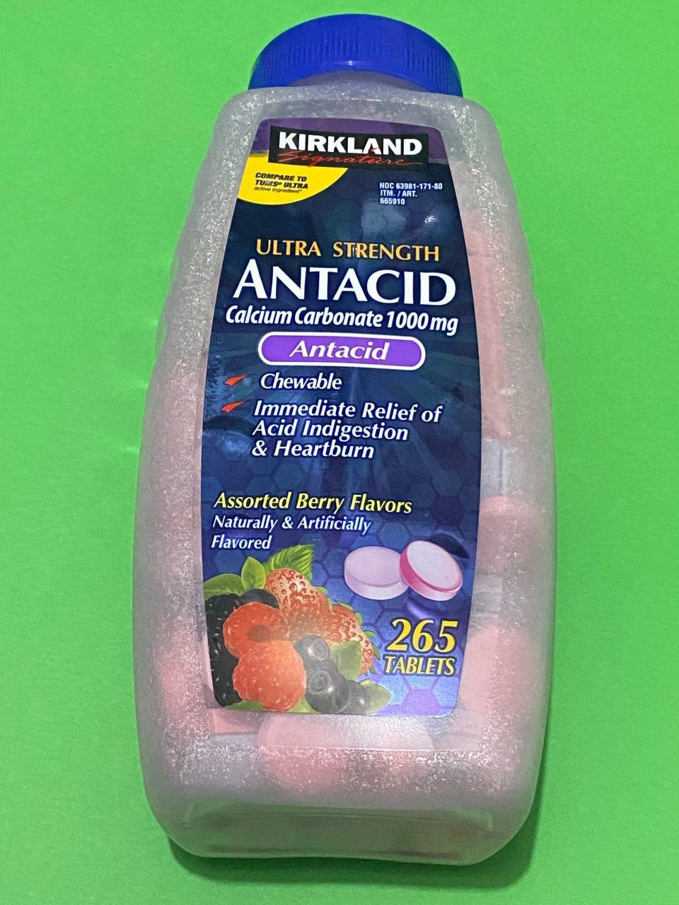 KIRKLAND Ultra Strength Antacid Assorted Berry- 265 Chewable Tablets