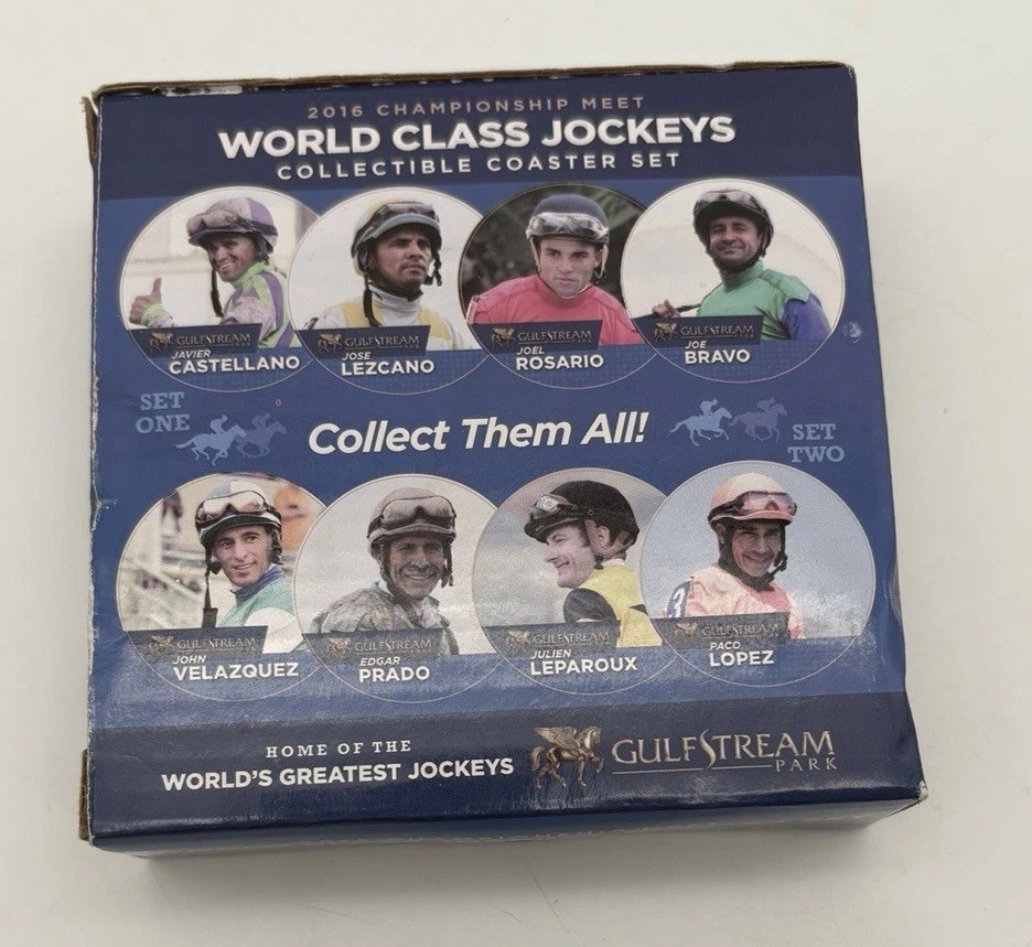 2016 Championship Meet World Class Jockeys Collectible Coaster Set Of 4 NEW
