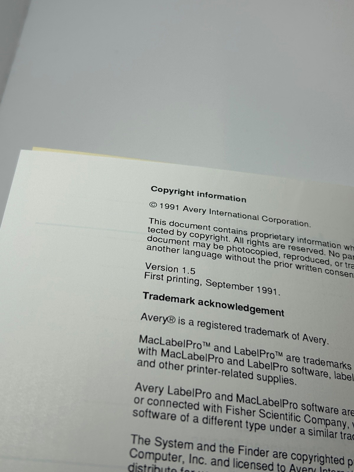 Avery - Mac Label Pro - Instruction Guide - 1991 Book Only