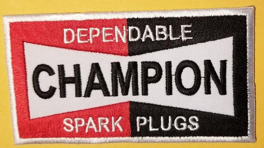 CHAMPION SPARK PLUGS Embroidered Patch worldwide shipping approx.   2.5x4.5"