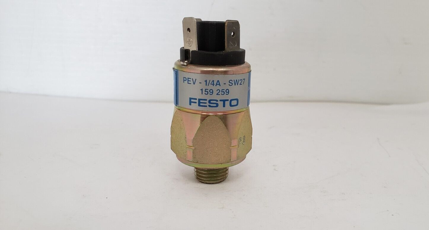 FESTO PEV-1/4A-SW27 PRESSURE SWITCH, 250V AC/DC, P=1...10 bar, 15...145PSI, NNB