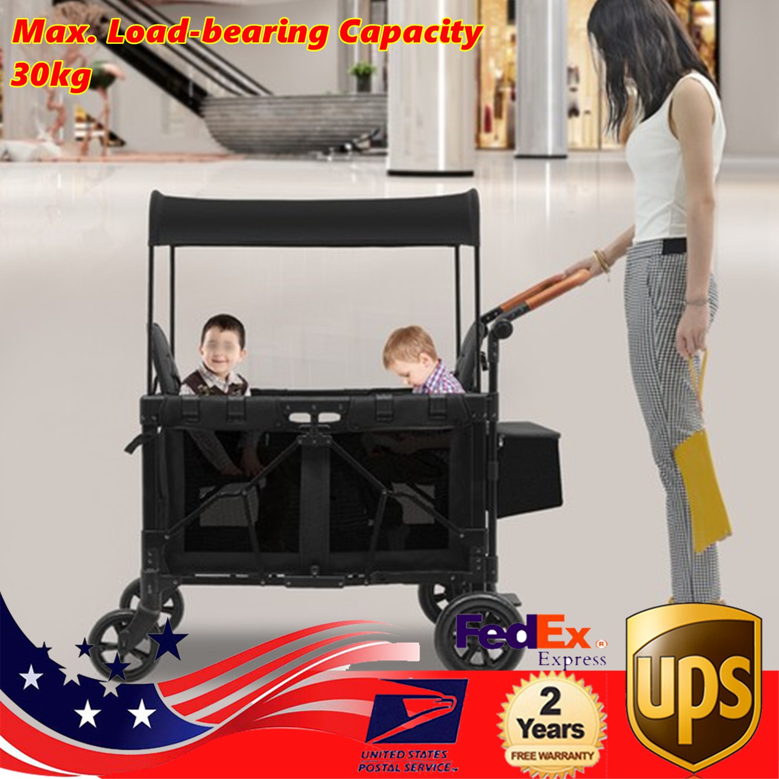 Wagon Folding Cart Collapsible Garden Beach Utility Outdoor Camping Sports Black