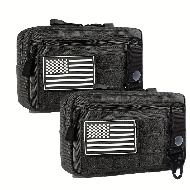 2 Pack MOLLE Admin Pouch Organizer with US Flag Patch for EDC