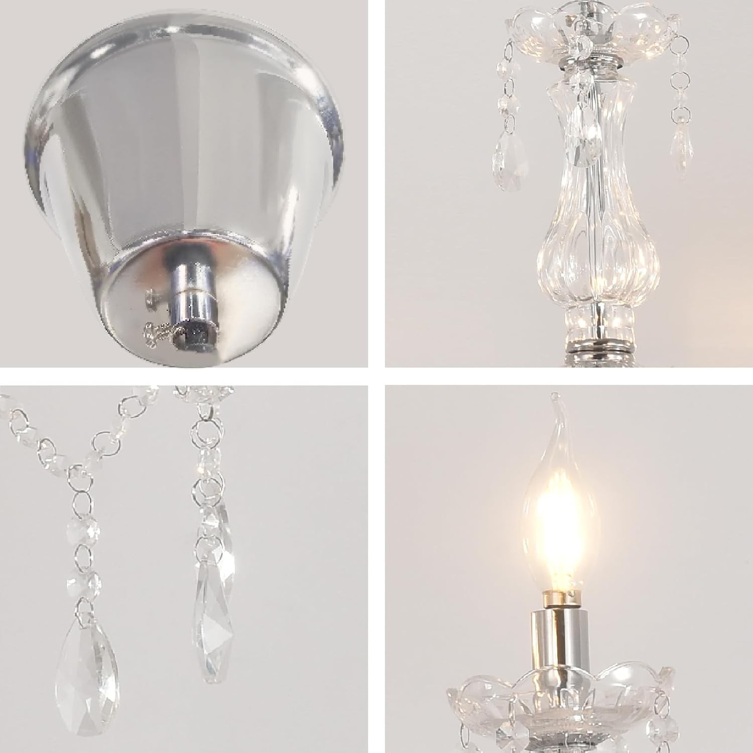 E12 Elegant Crystal Candle Decoration Chandelier Pendant Ceiling Light 6 Lamp
