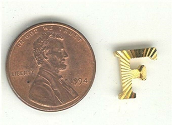 12 VINTAGE 10X9mm BRASS DIAMOND CUT "F" FINDINGS Z304