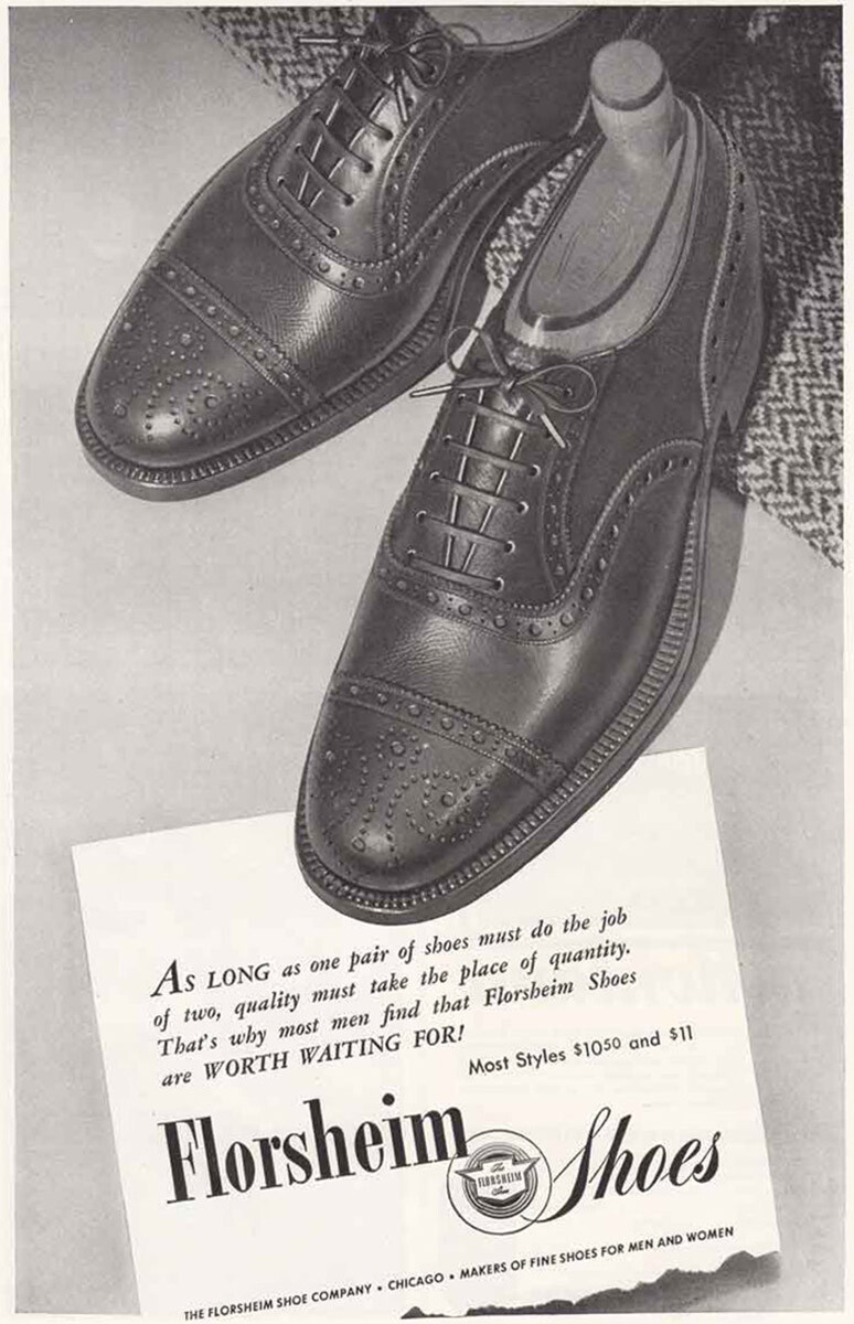 1946 Florsheim Shoes: One Pair of Shoes Vintage Print Ad