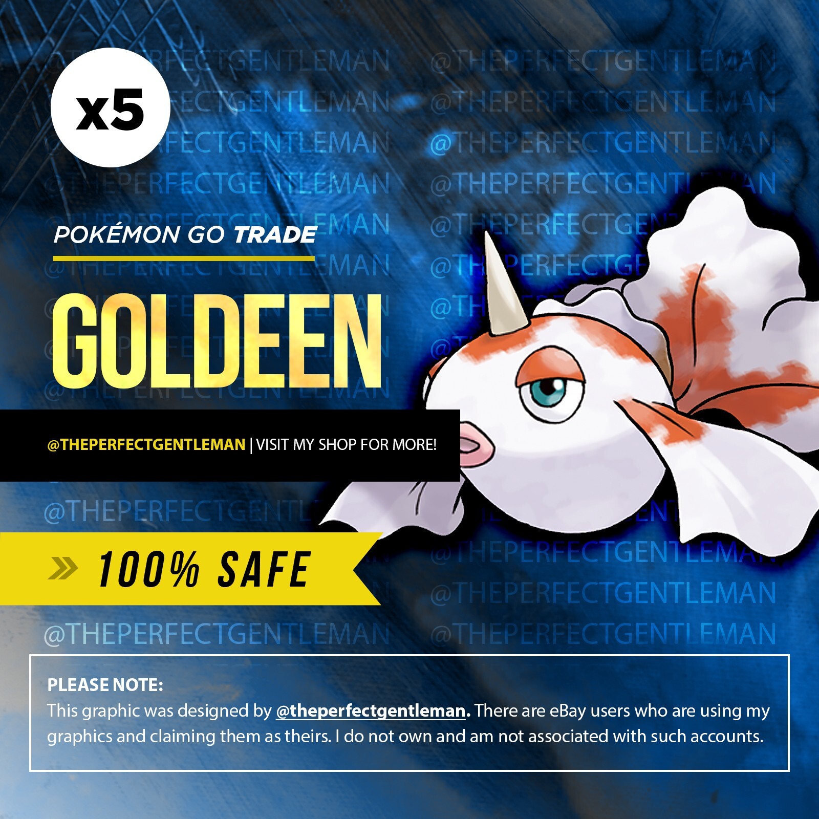 x5 Goldeen - Pokemon Trade GO - #118 Gen 1 Kanto