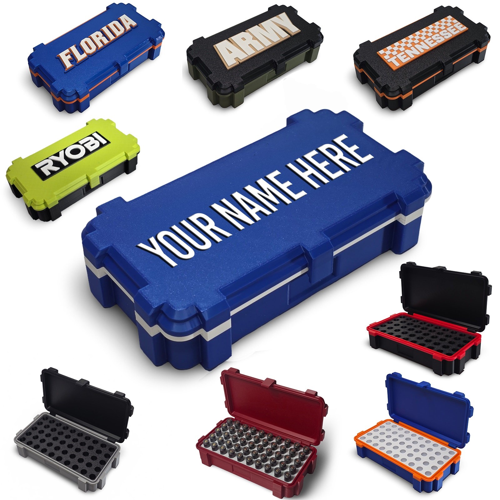 Custom 3D Printed 9mm Ammo Holder | 50 Round Case l USA